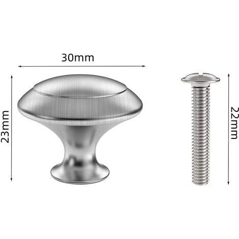 Amerdeco 20 Pomelli Per Mobili In Acciaio Inox, Rotondi, Con Viti 25 E 45 Mm, Per Cassetti E Armadi