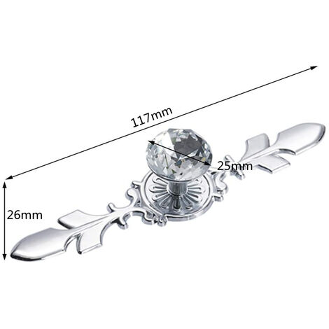 2 Maniglie In Cristallo Per Cassetti E Armadi – Distanza Fori 128 Mm, Base In Lega Di Zinco, Brillanti E Moderne