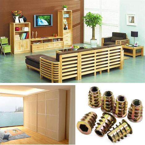 Dadi Filettati Per Legno M4 X 8mm - 50 Pezzi In Lega Di Zinco Per Mobili E Fai Da Te