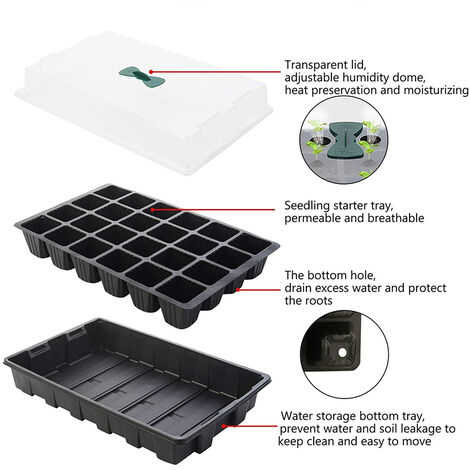 Kit Germinazione Semi Con Luce - 2 Vassoi 80 Celle + Accessori - Mini Serra Da Interno - Foto 3