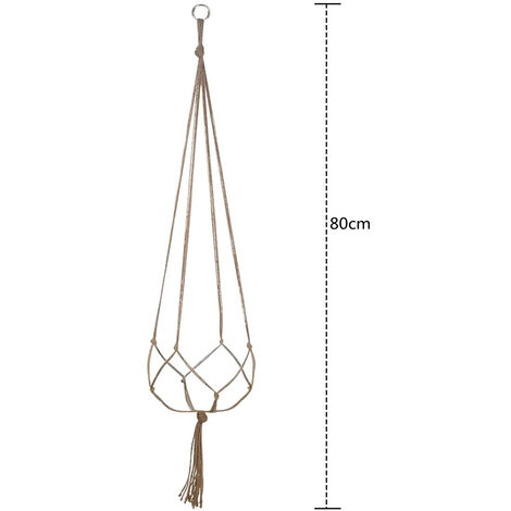 2 Fioriere Appese In Macramè Di Iuta Con Ganci - 101 Cm - Marrone - Per Interni Ed Esterni, Balcone, Giardino, Decorazione Boho