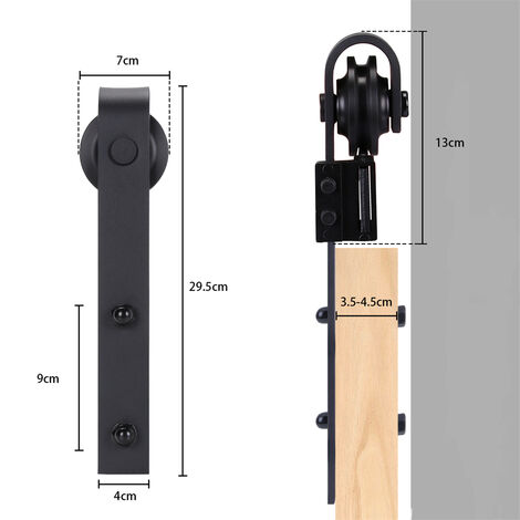 183cm/6FT Binario per Porta Scorrevole Kit Scorrevole per Porta della  Stalla J-Forma Kit Porta Scorrevole per Doppia Porta Carico 150kg Nero