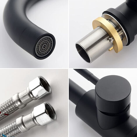 Rubinetto Da Cucina In Acciaio Inox 304 – Monocomando Per Acqua Fredda Con Girevole A 360° E Rompigetto Risparmio Energetico