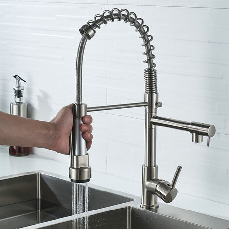 Rubinetto da Cucina 2 Modalità Rubinetto Miscelatore Monocomando Girevole a  360° Freddo e Caldo Disponibile Argento