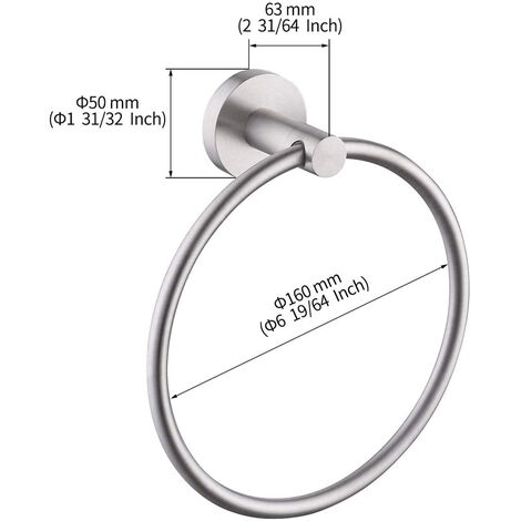 Portasciugamani Ad Anello In Acciaio Inox 304 – Da Parete Per Bagno E Cucina – Classico 18,8 Cm
