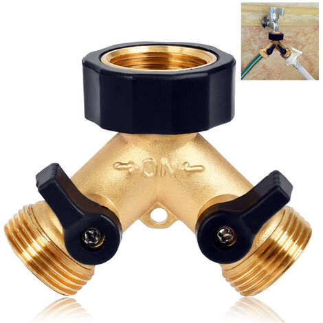 Connettore per Rubinetto con Ago in Ottone Filettato 3/4 - Adattatore per Tubo Dell'acqua da Giardino 3x3x3 con Guarnizione per Tubo