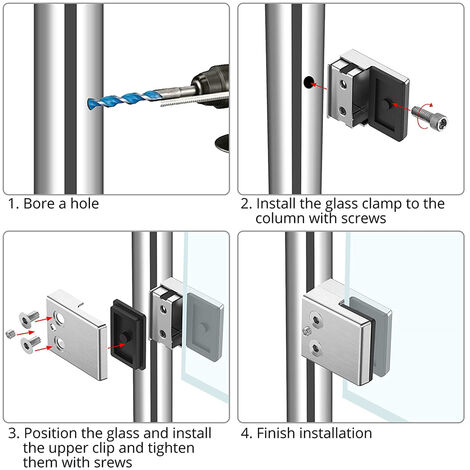 NUOVA MORSETTO IN Vetro Clip Padroneggiata Clip Supporto Vetro Scaffale