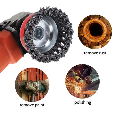 Set 4 Spazzole Metalliche Per Smerigliatrice - 75mm E 100mm Per Rimozione Ruggine E Vernice - Foto 8