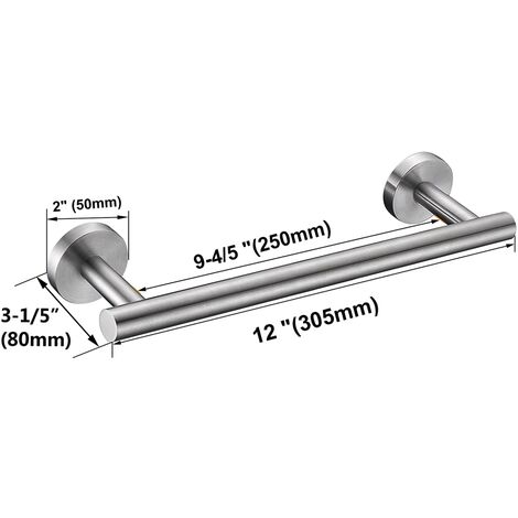 Porta Salviette da Bagno 30cm in SUS304 Acciaio Inox Porta Asciugamano a  Parete Portasciugamani Moderno Spazzolata