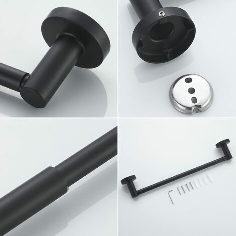 Portasciugamani Regolabile Da 38 A 66.5cm - Acciaio Inossidabile Cromato - Montaggio A Parete Con Viti - Carico 15kg - Foto 3