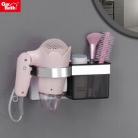 Organizer Porta Asciugacapelli Multifunzione A Ventosa | Salvaspazio Per Bagno | ABS Bianco
