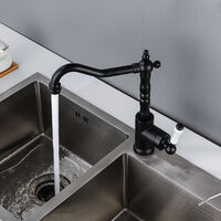 Rubinetto Lavabo Monocomando Stile Retrò In Ottone - Nero Opaco, Altezza 14 Cm, Con Attacchi Per Acqua Calda E Fredda. Cartuccia In Ceramica. - 4
