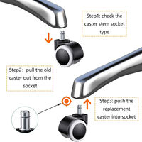 Velway Rotelle Per Sedie Ufficio - Gomma 3 Pollici, Stelo 11x22mm, Silenziose | Per Pavimenti Duri E Moquette - Foto 5
