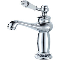 Rubinetto Miscelatore Monocomando in Ceramica Vintage Rubinetto Bagno Lavabo con Tubo Acqua Calda e Fredda Cromo