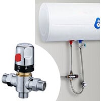 Valvola Miscelatrice Termostatica G1/2 In Ottone - Per Scaldabagno, Controllo Temperatura Acqua, Antiriflusso - Foto 10