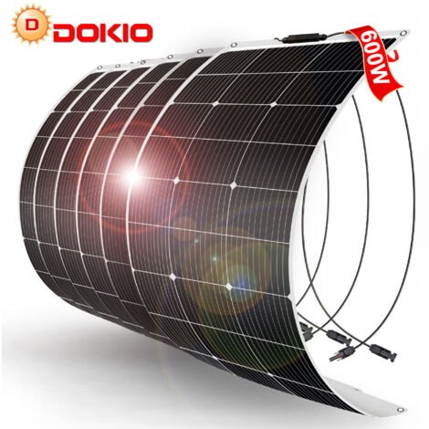 6x 100W Solarpanel 12v Flexibles Monokristallines Solarmodul für Haus/Wohnwagen/Van/Boot/Batterie/Garten