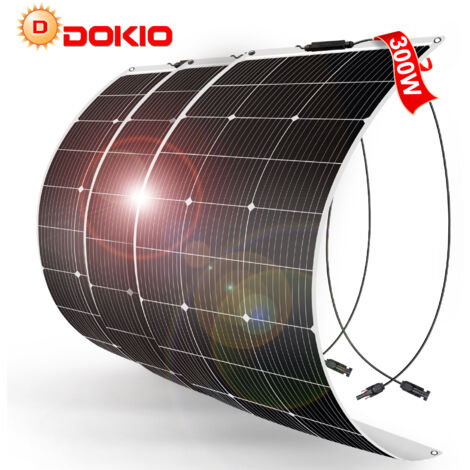 3x 100W Solarpanel 12v Flexibles Monokristallines Solarmodul für Haus/Wohnwagen/Van/Boot/Batterie/Garten