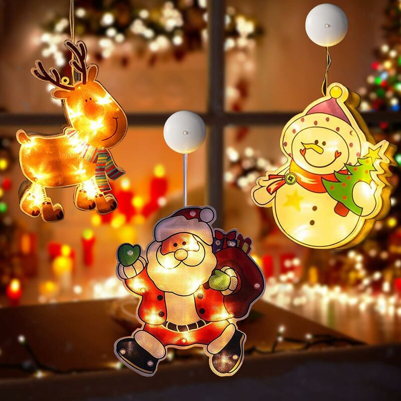 Éclairage de Noël pour fenêtre, 3 x ventouses, guirlande lumineuse de Noël,  décoration
