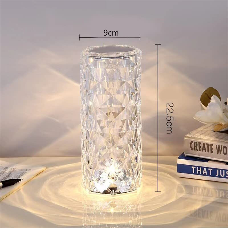 Lampe de table en cristal de diamant améliorée, 16 couleurs USB