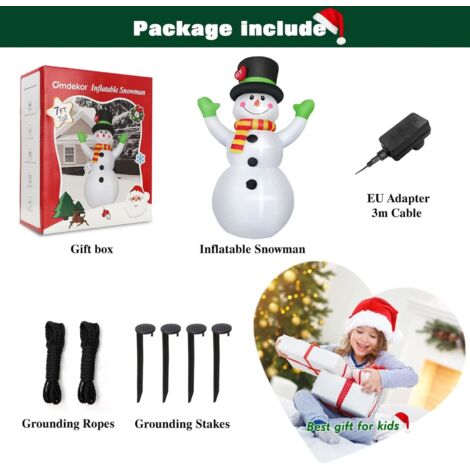 210cm Bonhomme de Neige Gonflable avec Éclairage LED, 7Ft Figurine Géante  de Noël IP44 Résistant aux Intempéries, Décorations d'hiver Extérieur  Intérieur, Éclairage de Jardin Pelouse Cour Fête : : Cuisine et  Maison