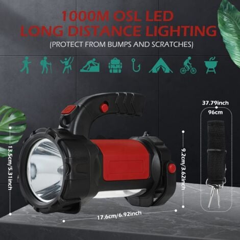 Lampe de poche rechargeable à grand projecteur LED
