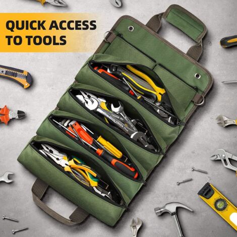 Sac À Outils Enroulable, Organiseur D'outils Robuste, Boîte De Rangement D' outils Portable Avec 2