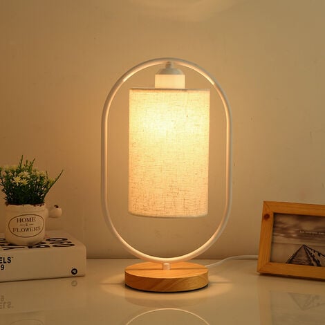 Lampe de table de chevet LED, lampe de chambre avec abat-jour en tissu  moderne, lampe de table au design élégant pour chambre, salon, table à  manger, bureau (ampoule LED 5W),lin