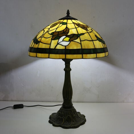 Lampe Tiffany 16x16x24in Veilleuse Vitrail Tiffany Lampe De Table Grand  Vintage Salon Chambre Bureau à Domicile