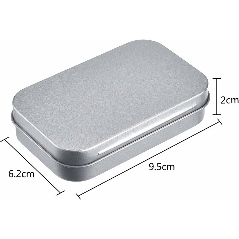 10 Pack Metal Rectangular Empty Hinged Tins Box Containers 3.75 by 2.45 by  0.8 Inch Silver Mini Portable Box Small Storage Kit Home Organizer (10