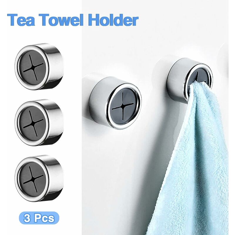 2pcs Bathroom Towel Holder, Round Self Adhesive Push Towel Hooks For  Bathroom, Hand And Dish Towels, No Drilling Required