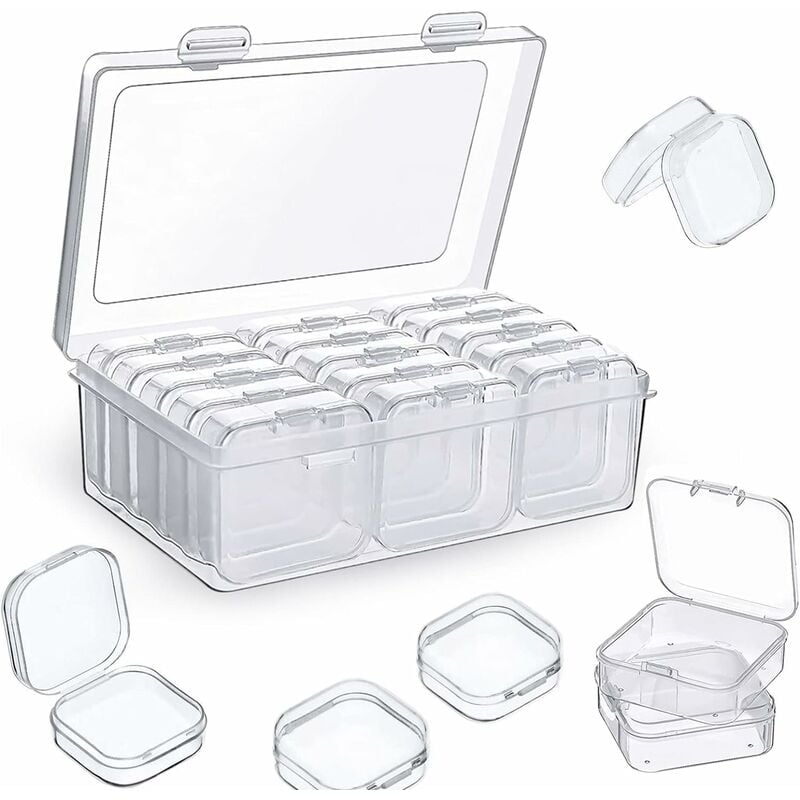 20 Pieces Small Clear Plastic Boxes Plastic Boxes With Square Lid Mini  Clear Plastic Box Small Plastic Containers For Beads, Jewelry, Pills