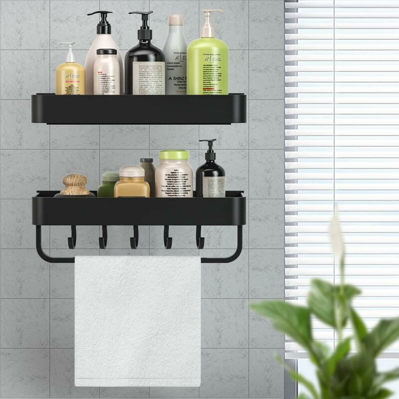 Bathroom Shelf Bath Shower Shelf Aluminum Black Bathroom Corner