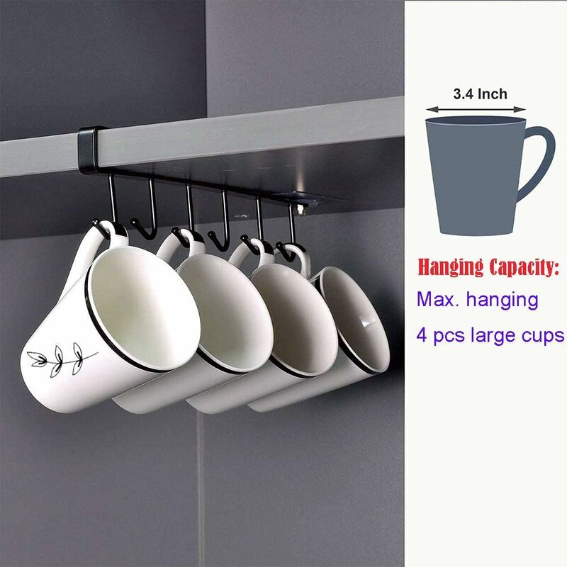 50mm WHITE CUP HOOKS Kitchen Metal Screw Hooks for Mugs & Cups Soft Plastic  White Coating 