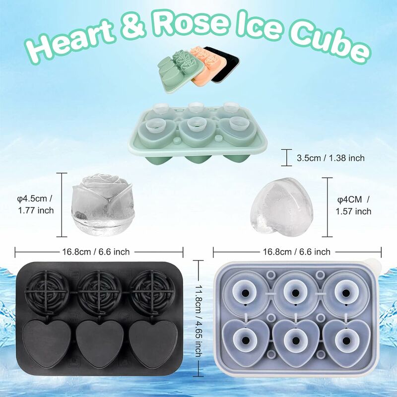 1pc Large 4.5cm Round Ice Cube Mold With Lid, 6 Holes Silicone