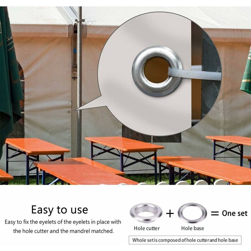50 Grommets Eyelets Sets 20mm Grommet Eyelet Kit For Canvas Tarp Repair  Tent Silver