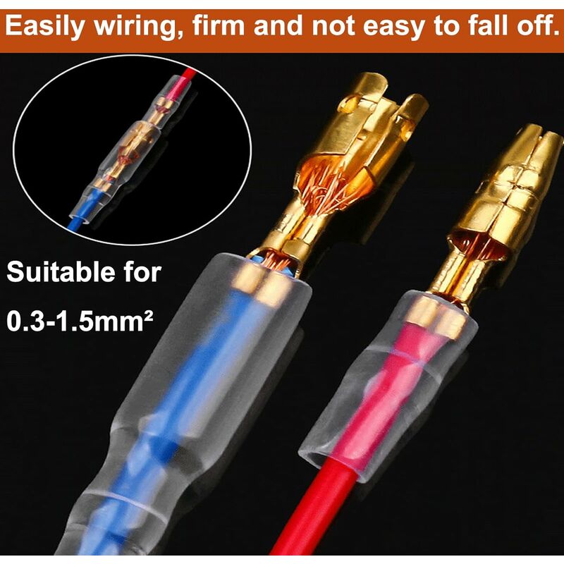 258pcs Electrical Crimp Ring Butt Connectors, 12 Types Crimp Ring Butt Terminals  Electrical Terminals, Insulated Crimp