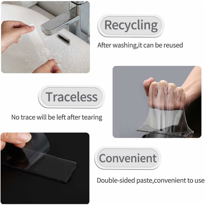 Transparent Velcro Nano Tape Washable And Reusable Double-sided