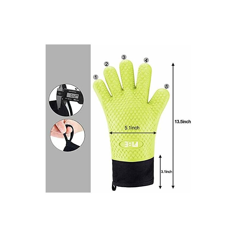 GEEKHOM BBQ Gloves, Grilling Gloves Heat Resistant Oven Gloves, Kitchen  Silicone Oven Mitts, Long Waterproof Non-Slip Pot Holder for Barbecue,  Cooking, Baking (Black) One Size Fits Most Black 