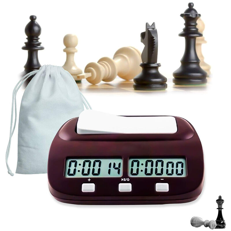 Metal Analog Chess Clock 1-GO Count Up Down Alarm Timer For Game Competition