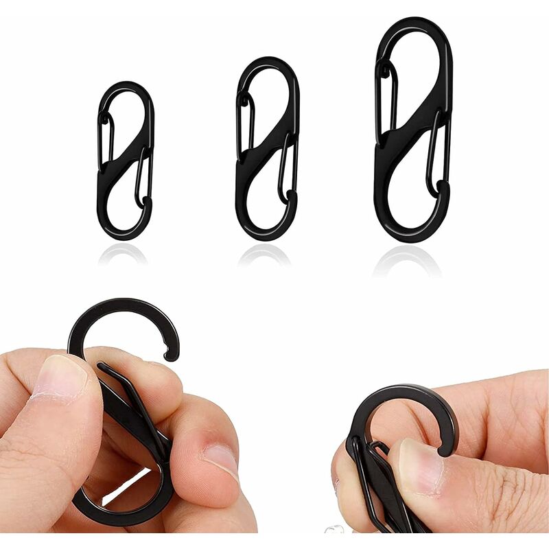 6pcs Black Gourd-shaped Carabiner With Spring Clip
