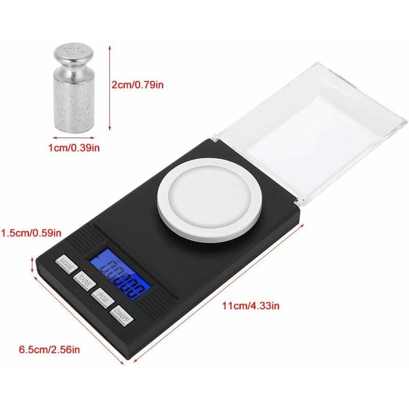 Digital Scale Pocket Size Precision Gram Scale 200g / 0.01g, Travel Portable  Mini Kitchen Food Ounces Carats /w Tweezers, LCD Light, 50 g Calibration  Weight, 6 Units, Tare, Stainless Steel 