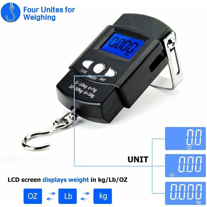 Digital Fish Scale Post Hook Luggage Weight Lcd Mini Portable 110 Lbs