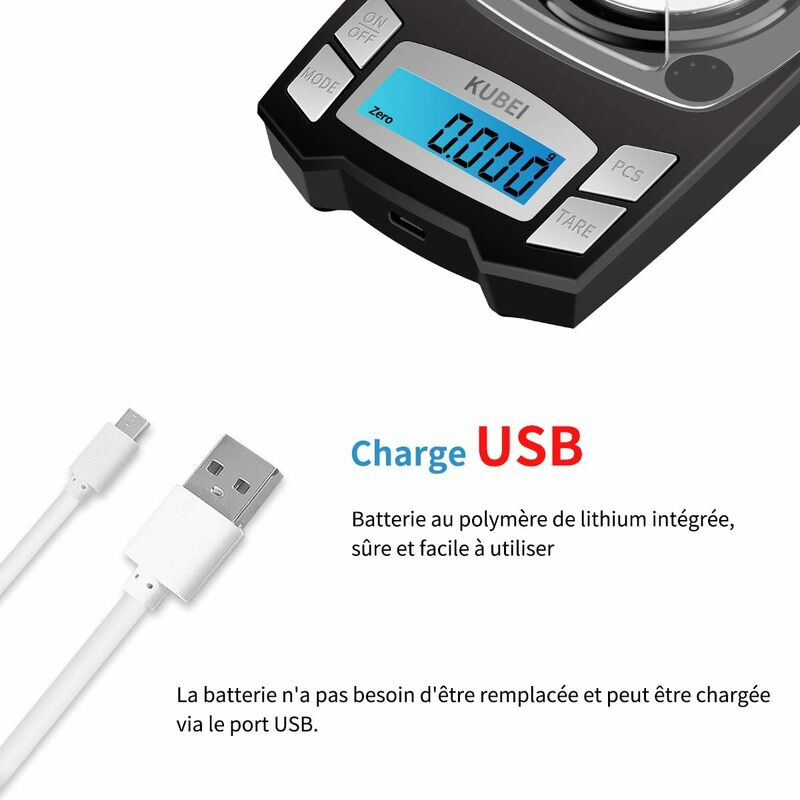 KUBEI USB Rechargeable Digital Pocket Scale 500g/0.01g, Mini