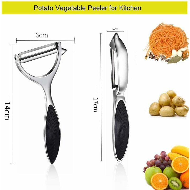 2Pcs Heavy Duty Chrome Alloy Kitchen Potato Peeler Fruit Vegetable