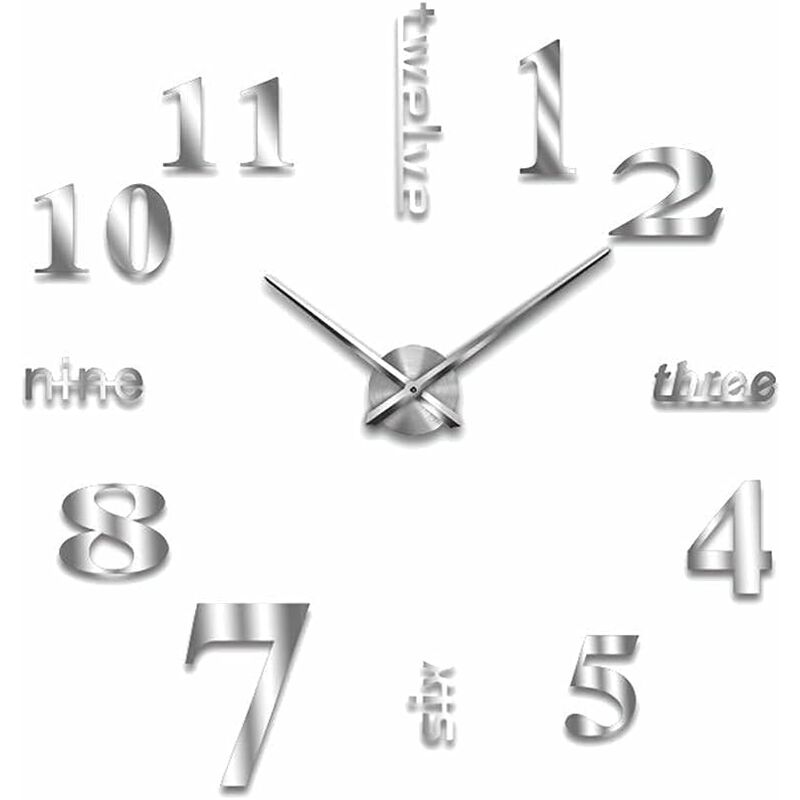 Stol Fashion Wall Clock, Large Diy Wall Clock 3D Acrylic Rome Number Stickers Silent Mechanism Photo Decoration Frameless Wall Clock For Living Room