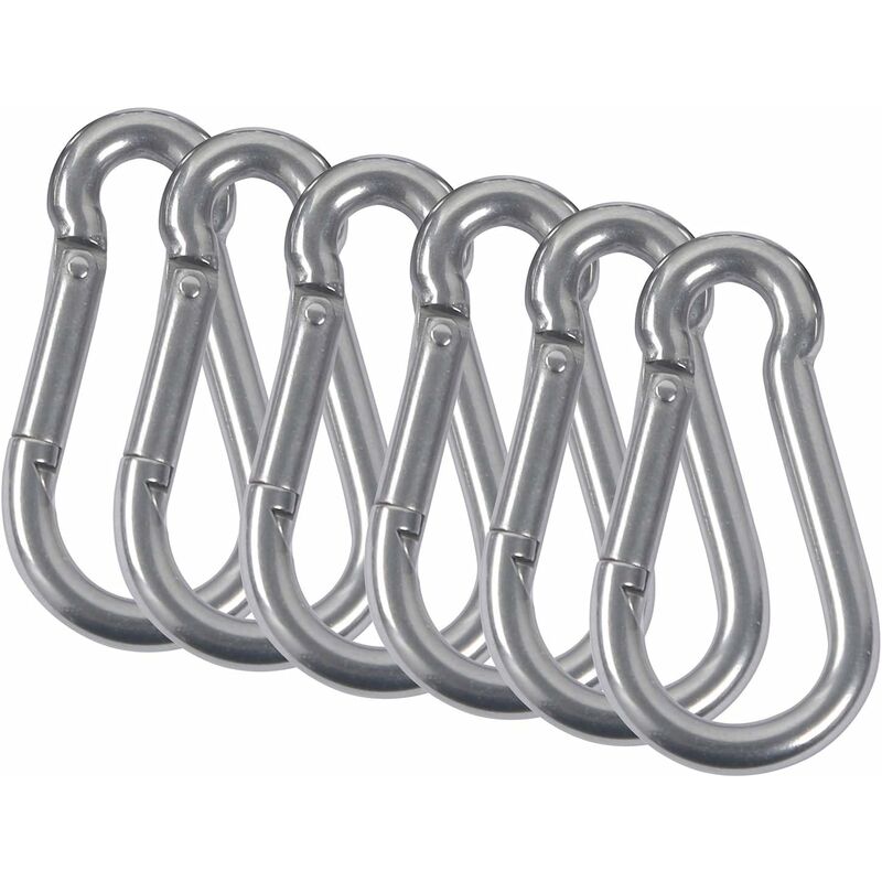 GDRHVFD 6Pcs M5 Carabiners 304 Stainless Steel Spring Loaded