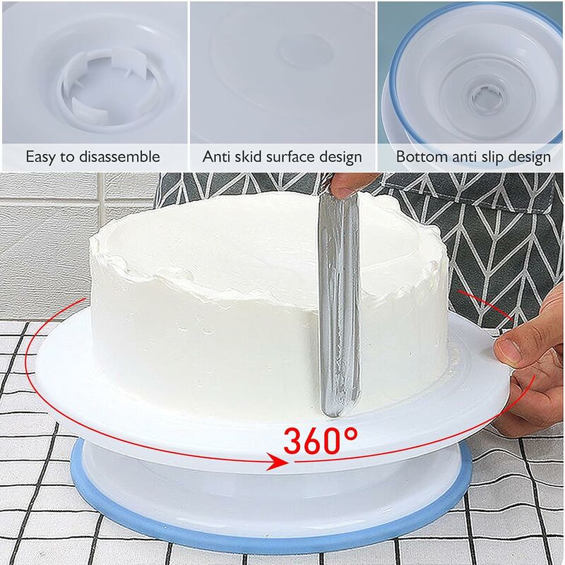 GDRHVFD Cake Turntable Pastry Kit 1 Turntable 2 Spatulas 4 Scrapers Rotating  Cake Stand