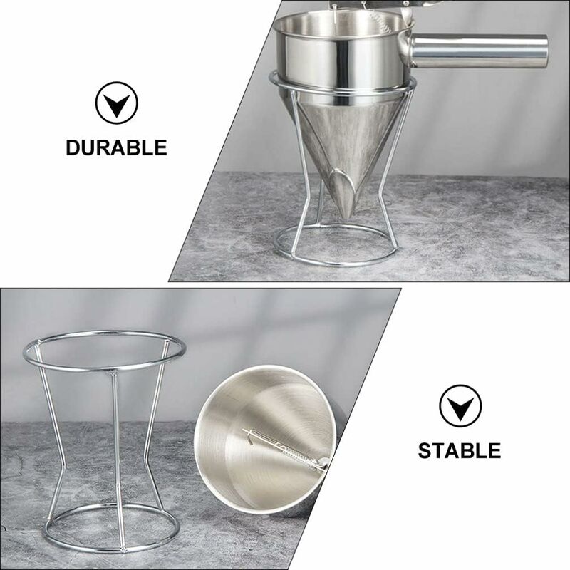 Silver Round Stainless Steel Pancake Batter Dispenser, Funnel