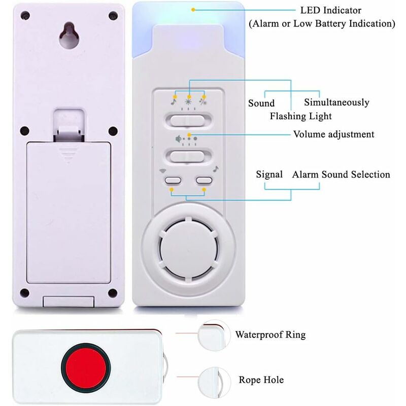 GDRHVFD Home Alert Wireless Alarm Patient Elderly Personal Alarm System And  Emergency Call Button Pager Alarm (1 In 2)