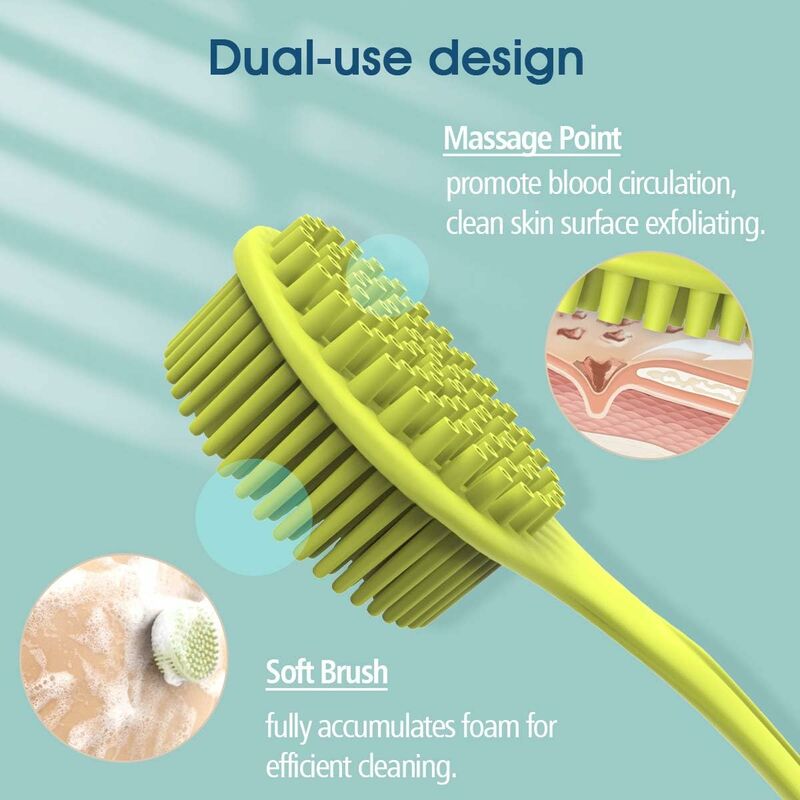 Back Scrubber for Shower, Anti-Slip Long Handle Bath Sponge Shower Brush,  Soft Nylon Mesh Back Cleaner Washer, Body Bath Exfoliating Brush for Women